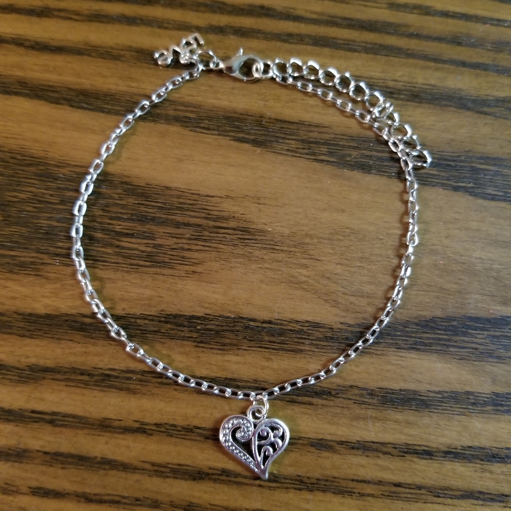 New Scroll Heart Charm Ankle Bracelet Love Anklet